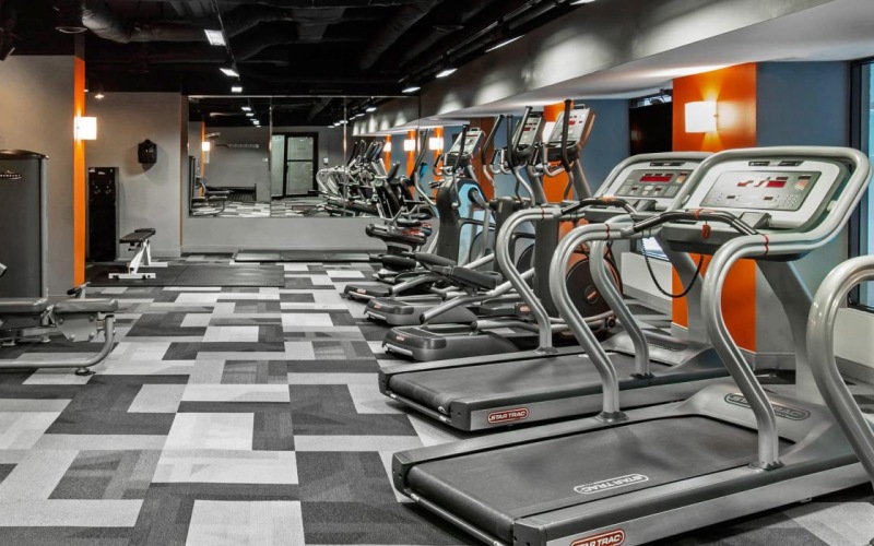 a gym with exercise equipment