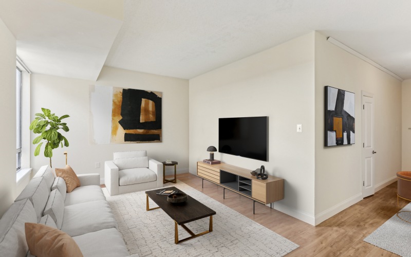 Spacious bright living spaces at Ellicott House